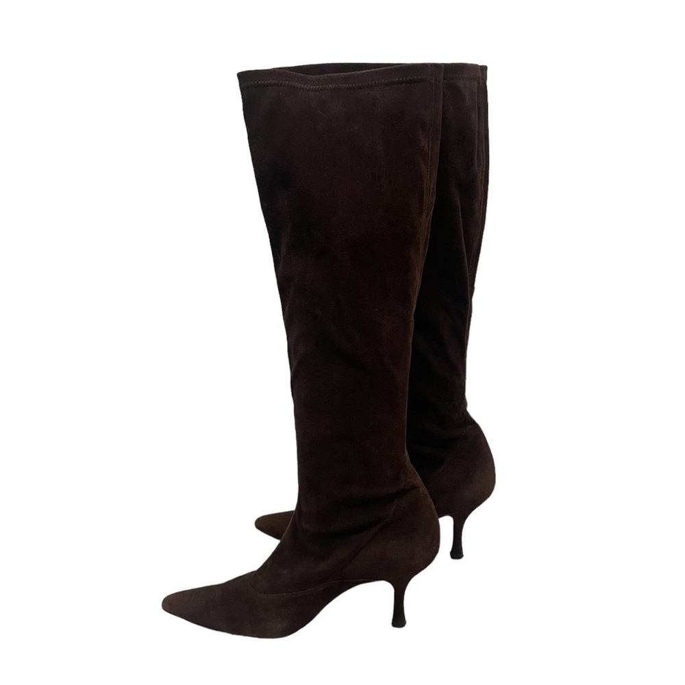 Stuart Weitzman Suede Leather Knee High Heeled Boots